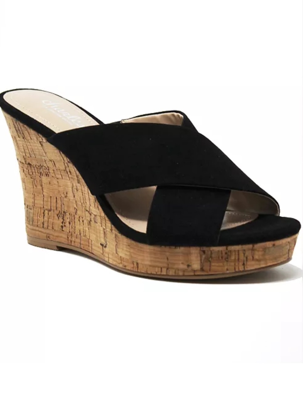 Charles by Charles David Latrice Black Suede Cork Platform Wedges